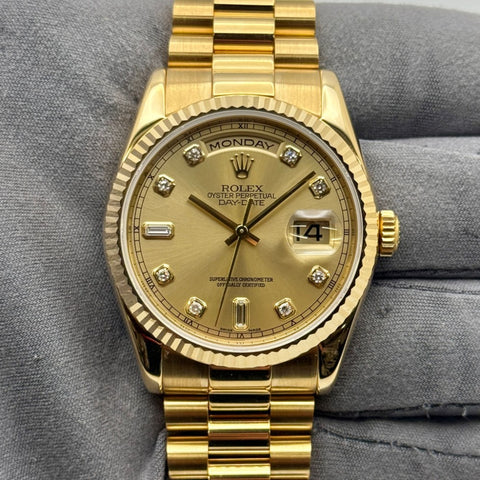 Rolex President Men's 118238 18k Yellow Gold Diamond Watch
