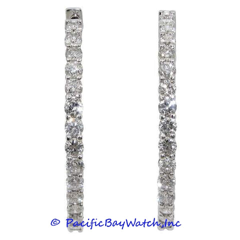 Ladies 18k White Gold Diamond Hoop Earrings