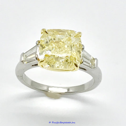 Platinum and 18k Yellow Gold Ladies Fancy Yellow Diamond Ring