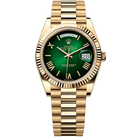 Rolex President II Men's Green Ombre Roman Dial 228238