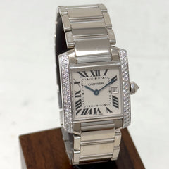 Cartier Tank Francaise 18k White Gold Ladies Watch 2491