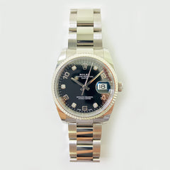 Rolex Date Black Diamond Dial 115234