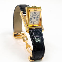 Cartier Tank Basculante 18k Yellow Gold Diamond WA202251 Watch