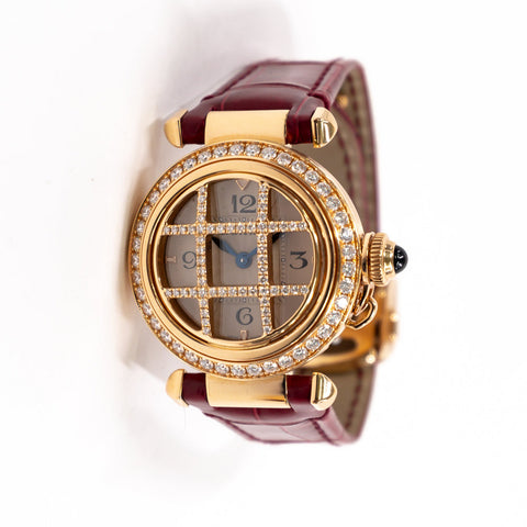 Cartier Pasha Chronograph 18k Rose Gold 30mm Diamond Watch WJPA0021