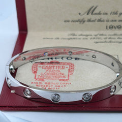 Cartier Love Bracelet 18k White Gold Sz 16 with 10 Diamonds