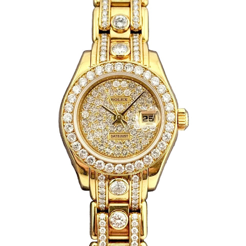 Rolex Pearlmaster Ladies 29mm All Diamond 69298 Watch