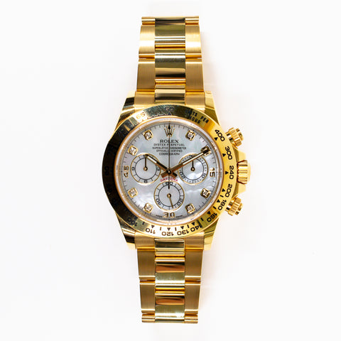 Rolex Daytona 18k Yellow Gold Diamond Watch 116508