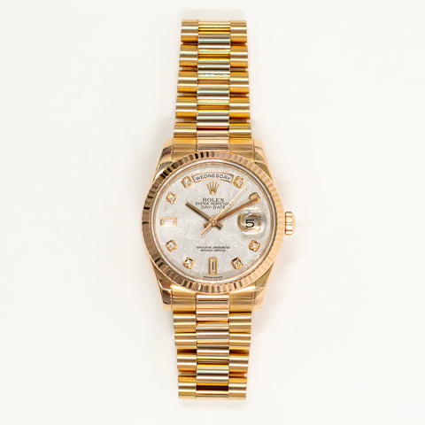 Rolex President 118235F 36mm 18k Yellow Gold with Meteorite Diamond Watch