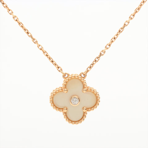 Van Cleef & Arpels Vintage Alhambra Mother of Pearl Limited Edition Diamond Pendant Necklace