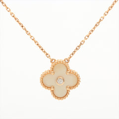 Van Cleef & Arpels Vintage Alhambra Mother of Pearl Limited Edition Diamond Pendant Necklace