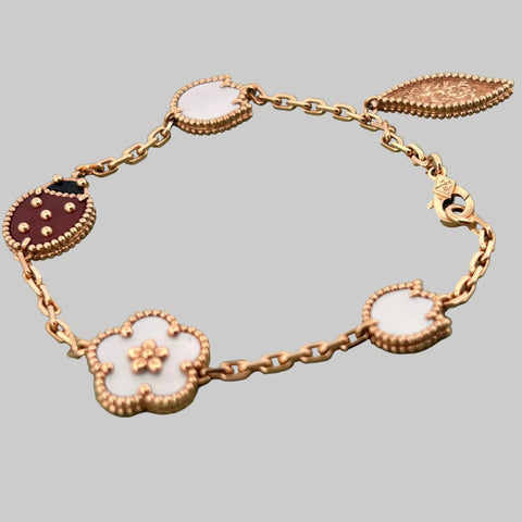 The Van Cleef & Arpels Lucky Spring Bracelet 5 Motifs - Rose Gold - VCARP7RR00 - Like New