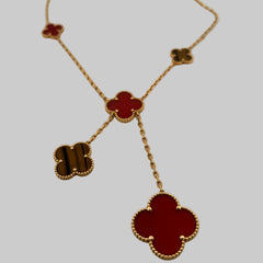 Van Cleef & Arpels Vintage Magic Alhambra Carnelian & Tiger Eye Necklace, 6 motifs