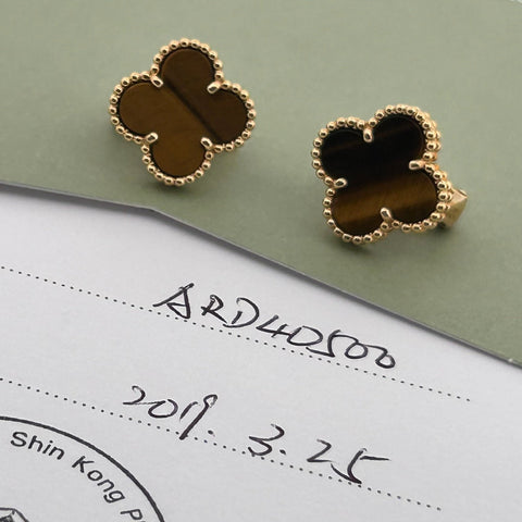 Van Cleef & Arpels Alhambra Tiger's Eye Earings
