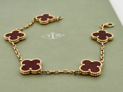 Van Cleef & Arpels Five Motif - Yellow Gold Alhambra Carnelian Bracelet VCARD35500