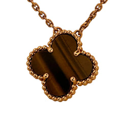 Van Cleef & Arpels Vintage Alhambra Pendant in 18K Yellow Gold with Tiger's Eye