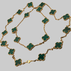 Van Cleef & Arpels Vintage Alhambra 20 Motifs Malachite Yellow Gold Necklace