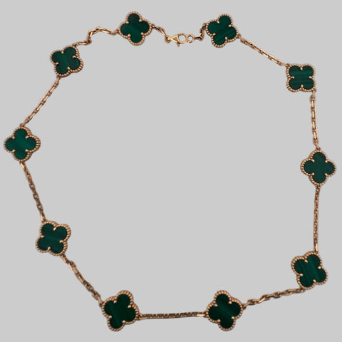 Van Cleef & Arpels Vintage Alhambra 10pc Malachite Necklace VCARO3QJ00