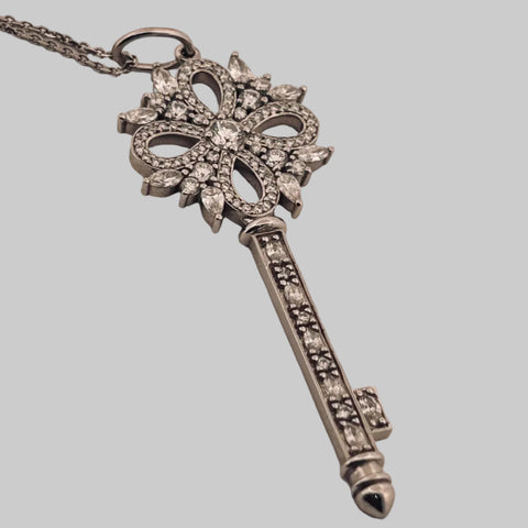 Tiffany & Co. Victoria Large Diamond Key Pendant Necklace in Platinum