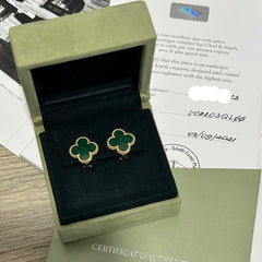 Van Cleef & Arpels Alhambra Malachite Yellow Gold Earrings
