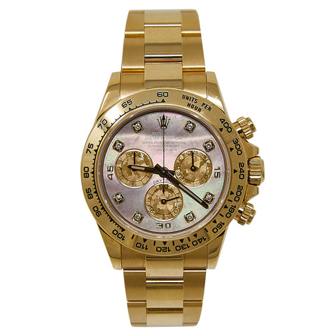 Rolex Daytona 18k Yellow Gold Tahitian Mother Of Pearl Diamond 116508 Men's Watch
