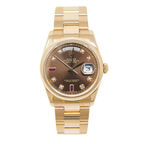 Rolex President 36mm 18k Rose Gold 118205 Men's Watch