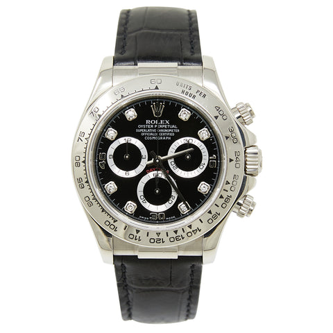 Rolex Daytona 18k White Gold Men's 116519 Diamond Watch
