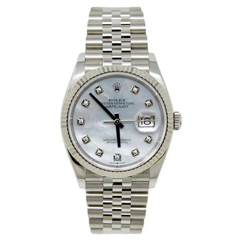 Rolex Datejust 36mm Mother Of Pearl Diamond Dial 126234