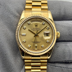 Rolex President Men's 118238 18k Yellow Gold Diamond Watch