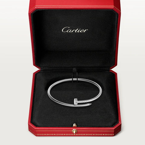 Cartier Juste un Clou 18k White Gold Diamond Bracelet Small Model Size 17