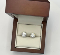 Ladies White Gold Stud Diamond Earrings 3.02 ct.tw.