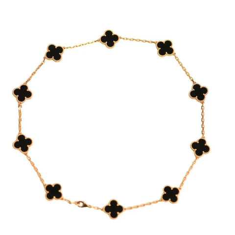 Van Cleef & Arpels Vintage Alhambra 10pc Onyx Necklace VCARA42700