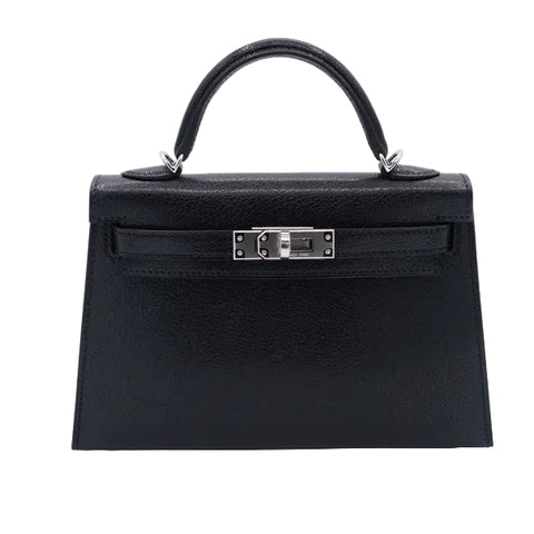 Hermes Mini Kelly Sellier 20 Clou de Coeur Black Chèvre Chamkila Palladium Hardware