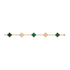 Van Cleef & Arpels Yellow Gold Alhambra Diamond and Malachite Bracelet VCARO7GQ00