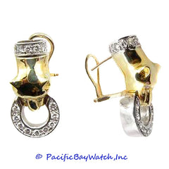 Ladies 14k Yellow and White Gold Diamond Earrings