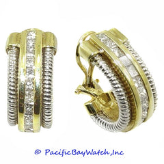 Ladies 14k Yellow and White Gold Diamond Earrings