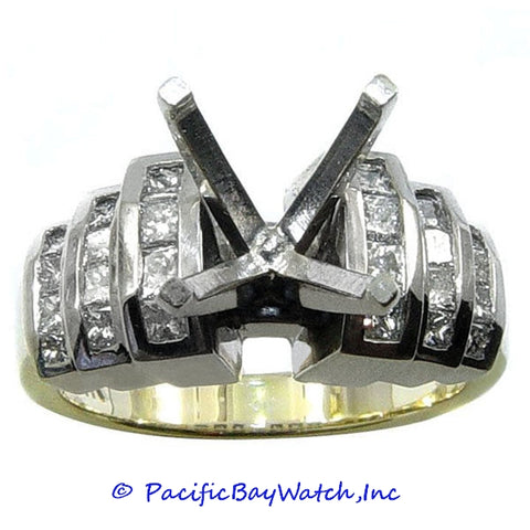 Yellow and White Gold Ladies Diamond Ring Mounting