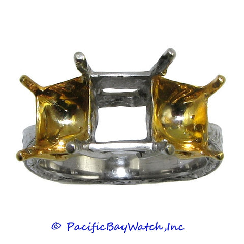 Platinum and 18K Yellow Gold Ladies Diamond Ring Mounting