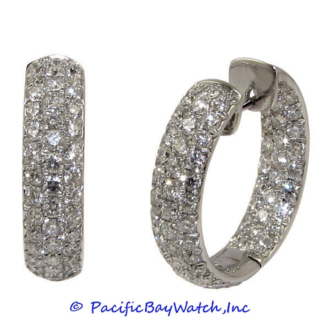 Ladies 18k White Gold Diamond Hoop Earrings
