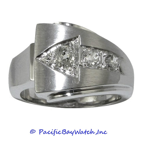 Men's 14K White Gold Arrow Diamond Ring