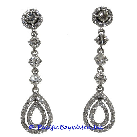 Ladies 18k White Gold Diamond Dangle Earrings