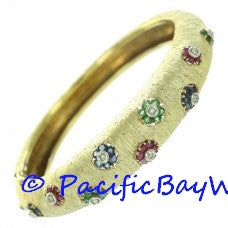 M. Buccellati Diamond Ruby Emerald Sapphire Bangle