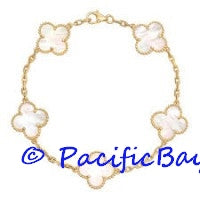 Van Cleef & Arpels Yellow Gold Alhambra Mother of Pearl Bracelet