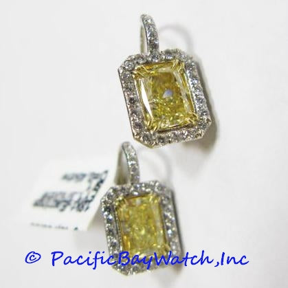 18k White Gold Earrings with Fancy Yellow Diamonds