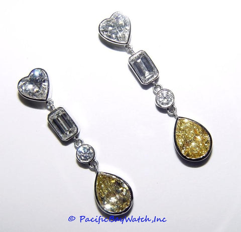 18k White Gold Diamond Dangle Earrings