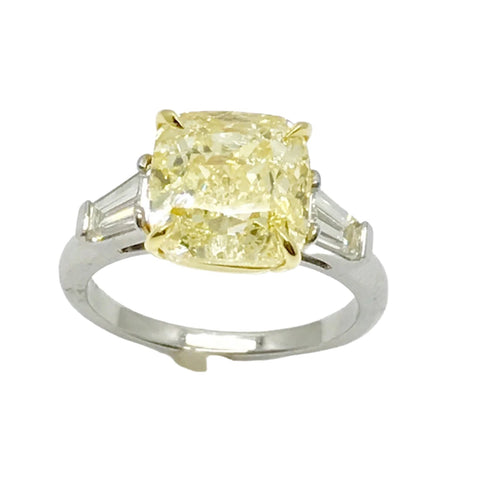 Platinum and 18k Yellow Gold Ladies Fancy Yellow Diamond Ring