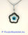 Evil Eye Flower Pendant Mother of Pearl with Black Diamonds