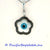 Evil Eye Flower Pendant Mother of Pearl with Black Diamonds