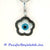 Evil Eye Flower Pendant Mother of Pearl with Black Diamonds