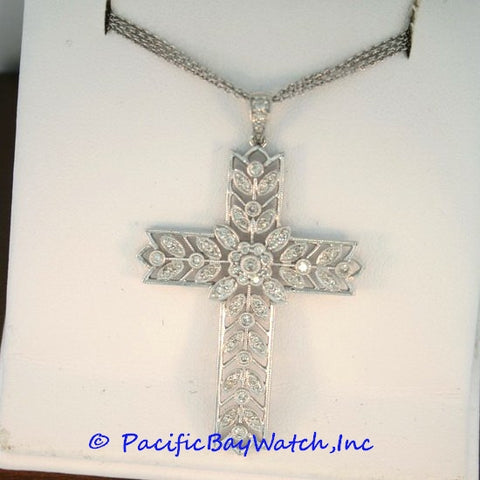 18kt White Gold Diamond 1.60ct. tw. Ladies Cross