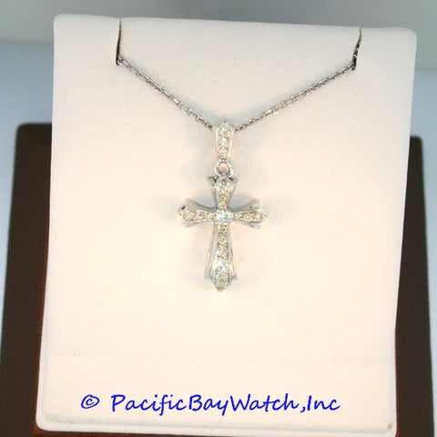 14kt White Gold Diamond Ladies Cross